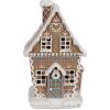 Clayre Eef Domek z piernika z diodą LED 13x10x21 cm Brązowy domek świąteczny z żywicy poliestrowej