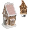Clayre Eef Domek z piernika z diodą LED 13x10x21 cm Brązowy domek świąteczny z żywicy poliestrowej