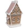Clayre Eef Domek z piernika z diodą LED 13x10x21 cm Brązowy domek świąteczny z żywicy poliestrowej