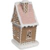 Clayre Eef Domek z piernika z diodą LED 13x10x21 cm Brązowy domek świąteczny z żywicy poliestrowej