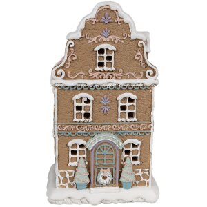 Clayre & Eef Domek z piernika z diodą LED 12x9x20 cm Polyresin Christmassy