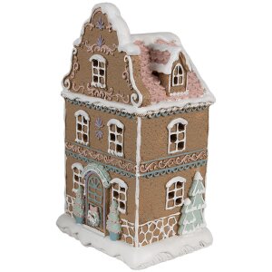 Clayre & Eef Domek z piernika z diodą LED 12x9x20 cm Polyresin Christmassy