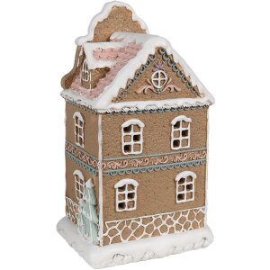 Clayre & Eef Domek z piernika z diodą LED 12x9x20 cm Polyresin Christmassy
