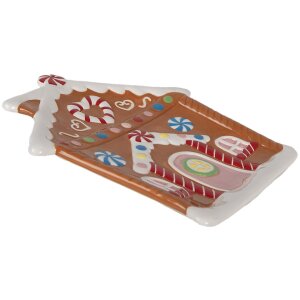 Clayre & Eef 6CE1784 Mały talerz z motywem domku z piernika 20x21x2 cm
