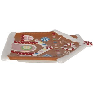 Clayre & Eef 6CE1784 Mały talerz z motywem domku z piernika 20x21x2 cm