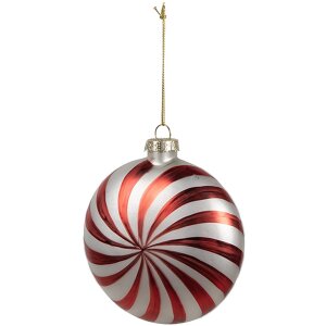 Clayre Eef bombka świąteczna 10x4x10 cm czerwona biała szklana świąteczna elegancka