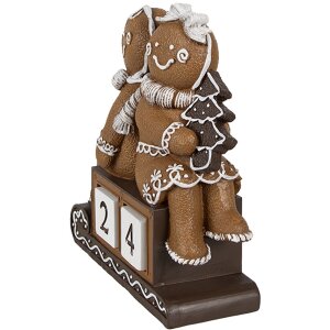 Clayre Eef Świąteczna figurka dekoracyjna piernikowy ludzik 11x4x13 cm brązowy