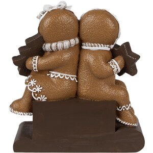 Clayre Eef Świąteczna figurka dekoracyjna piernikowy ludzik 11x4x13 cm brązowy