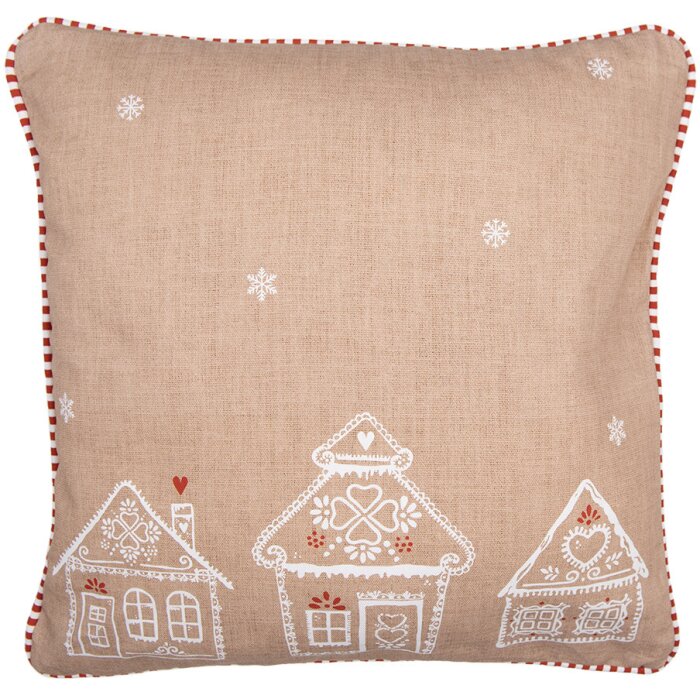 Clayre Eef GBB21 Poszewka na poduszkę Piernikowy Domek Brązowy Biały 40x40 cm Bawełna Country House