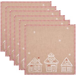 Clayre Eef zestaw 6 serwetek domek z piernika 40x40 cm bawełna styl country
