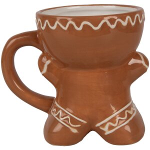 Clayre & Eef Kubek Piernikowy ludzik 325 ml Brązowy kubek ceramiczny Boże Narodzenie