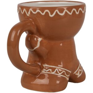 Clayre & Eef Kubek Piernikowy ludzik 325 ml Brązowy kubek ceramiczny Boże Narodzenie