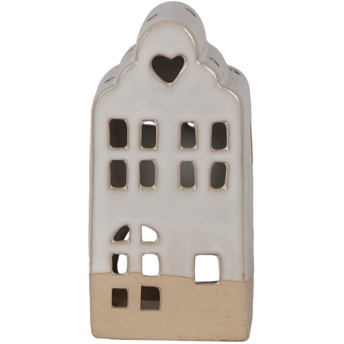 Clayre & Eef Pojemnik na podgrzewacze Dom Beżowy Ceramiczny 7x6x14 cm Styl Country