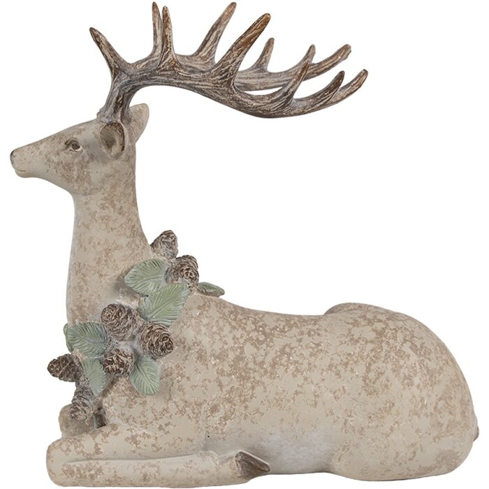 Clayre Eef figurka dekoracyjna jeleń brązowy 31x16x29 cm polyresin styl country