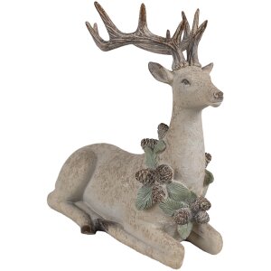Clayre Eef figurka dekoracyjna jeleń brązowy 31x16x29 cm polyresin styl country