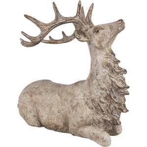 Clayre Eef Figurka Dekoracyjna Jeleń Brązowy 29x15x27 cm Polyresin Styl Wiejski