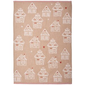 Clayre Eef GBB42-1 Ręcznik 50x70 cm Brązowy Domek z Piernika Bawełna