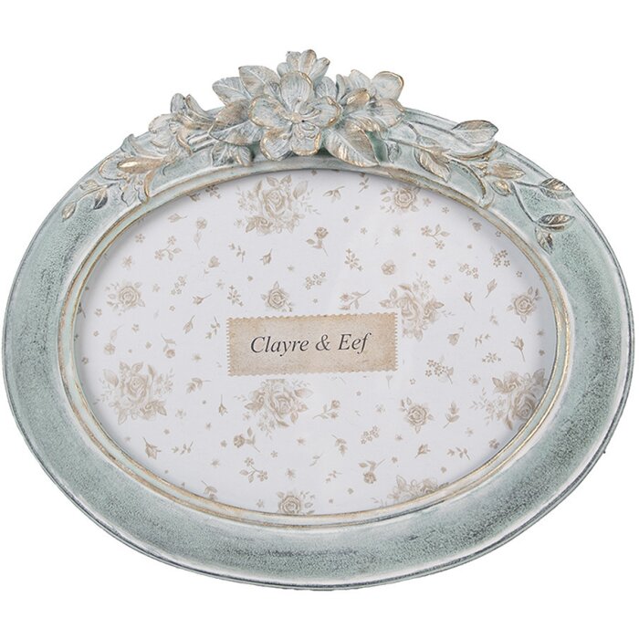 Ramka na zdjęcia Clayre & Eef Oval 13x18 cm Green Vintage Plastikowe szkło