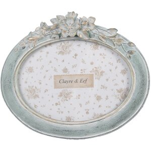 Ramka na zdjęcia Clayre & Eef Oval 13x18 cm Green Vintage Plastikowe szkło