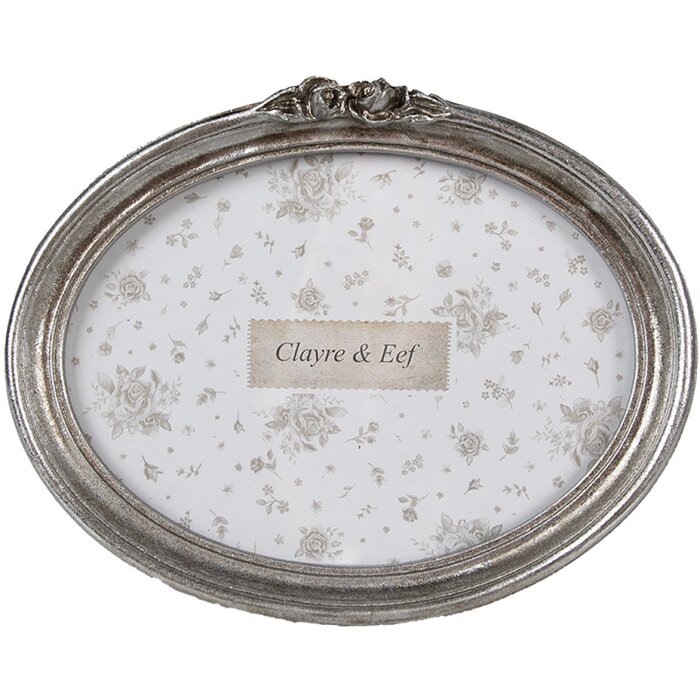 Clayre & Eef 2F1175 Ramka na zdjęcia srebrna owalna 18x3x13 cm / 15x10 cm