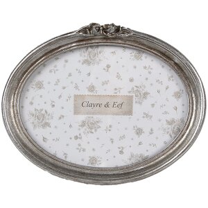 Clayre & Eef 2F1176 Ramka na zdjęcia srebrna 20x3x15 cm owalna retro vintage