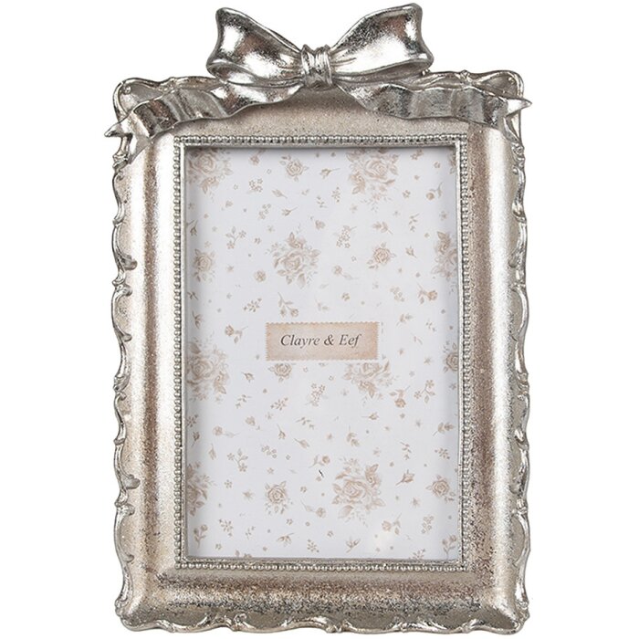 Clayre & Eef 2F1178 Ramka na zdjęcia w kolorze srebrnym 14x3x21 cm 10x15 cm Romantyczna