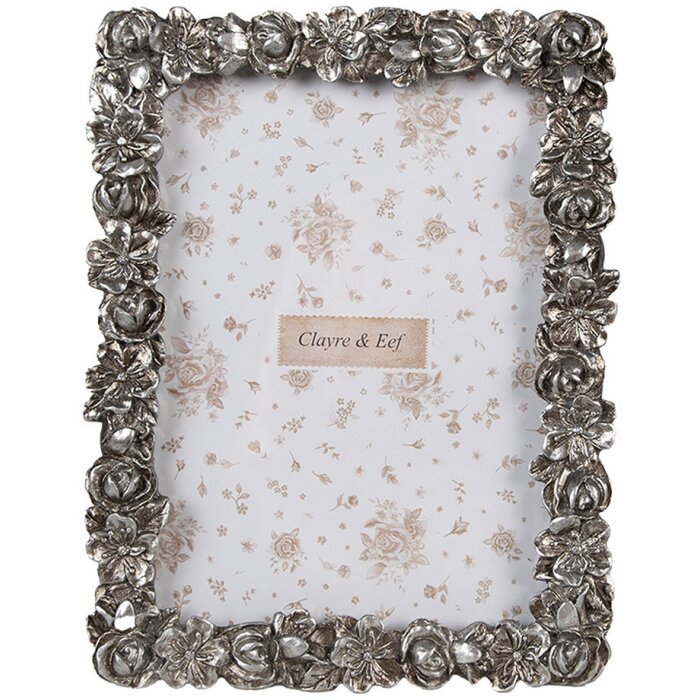 Clayre & Eef 2F1182 Ramka na zdjęcia w kolorze srebrnym 17x2x21 cm w stylu retro vintage