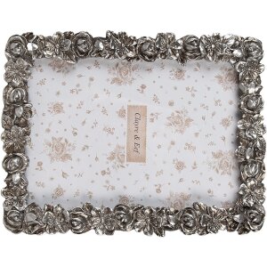 Clayre & Eef 2F1182 Ramka na zdjęcia w kolorze srebrnym 17x2x21 cm w stylu retro vintage