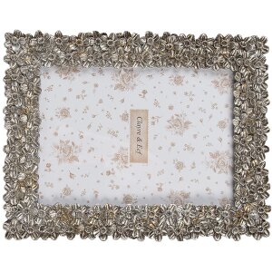 Clayre & Eef 2F1183 Ramka na zdjęcia w kolorze srebrnym 18x2x23 cm w stylu retro z motywem kwiatowym