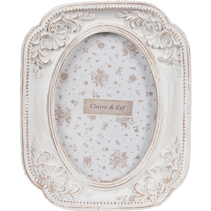 Clayre & Eef 2F1187 Ramka na zdjęcia biała 10x2x12 cm 6x9 cm Shabby Chic