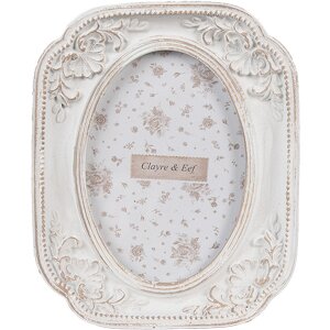 Clayre & Eef 2F1187 Ramka na zdjęcia biała 10x2x12 cm 6x9 cm Shabby Chic