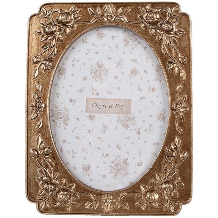Clayre & Eef 2F1190 Ramka na zdjęcia złota 17x2x22 cm 10x15 cm styl vintage