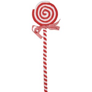 Clayre & Eef 65851 Ozdoba świąteczna Lizak czerwony biały 9x1x41 cm Plastik