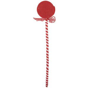 Clayre & Eef 65851 Ozdoba świąteczna Lizak czerwony biały 9x1x41 cm Plastik