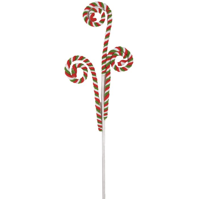 Clayre & Eef 65857 Dekoracja Candy Cane 68 cm Czerwony Zielony Plastik