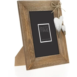 ZEP Drewniana ramka na zdjęcia Lille Brown 13x18 cm z dekoracją w kształcie serca