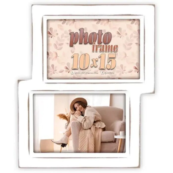 ZEP Drewniana ramka na zdjęcia Kepler 2Q 2 zdjęcia 10x15 cm Biała