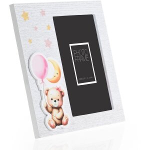 ZEP Dziecięca ramka na zdjęcia Colin różowe drewno 10x15 cm z wzorem 3D pluszowej gwiazdy