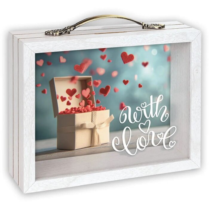 ZEP Drewniana szklana skarbonka Andy White 17x21x6,5 cm