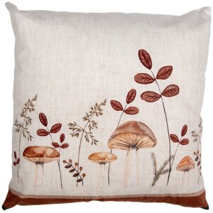 Clayre & Eef LFJ21 Poszewka na poduszkę z motywem grzyba beżowo-brązowa 45x45 cm styl wiejski