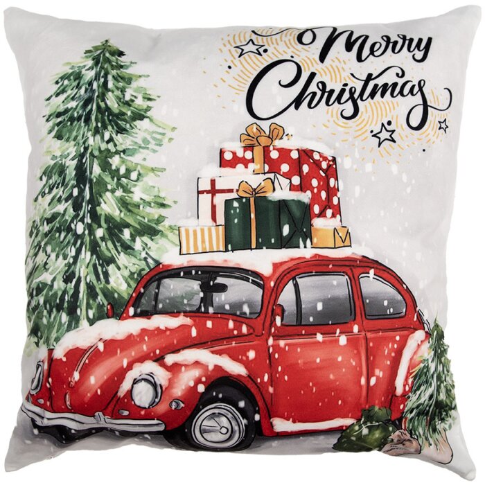 Clayre & Eef KT021.374 Poszewka na poduszkę beżowo-czerwona 45x45 cm styl wiejski