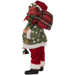 Clayre & Eef 65592 Figurka dekoracyjna Ojciec Gwiazdka 17x11x27 cm Zielony Czerwony Tkanina