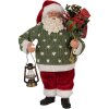 Clayre & Eef 65592 Figurka dekoracyjna Ojciec Gwiazdka 17x11x27 cm Zielony Czerwony Tkanina