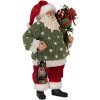 Clayre & Eef 65592 Figurka dekoracyjna Ojciec Gwiazdka 17x11x27 cm Zielony Czerwony Tkanina