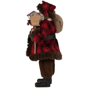 Clayre & Eef 65595 Ojciec Boże Narodzenie figurka dekoracyjna 18x10x27 cm czerwono-brązowy styl wiejski