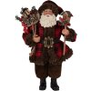Clayre & Eef 65595 Ojciec Boże Narodzenie figurka dekoracyjna 18x10x27 cm czerwono-brązowy styl wiejski