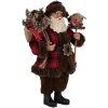 Clayre & Eef 65595 Ojciec Boże Narodzenie figurka dekoracyjna 18x10x27 cm czerwono-brązowy styl wiejski