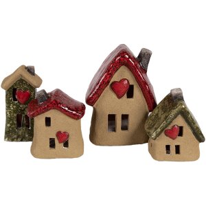 Clayre & Eef 6CE1777 Dekoracja Dom Brązowoczerwona Ceramika 10x8x13 cm Styl wiejski