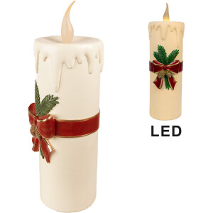 Clayre & Eef 6PR4237 Świeca dekoracyjna LED biała czerwona 18x20x56 cm 3xAA