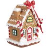 Clayre & Eef 6PR4254 Przywieszka świąteczna domek z piernika brązowy biały 7x5x9 cm